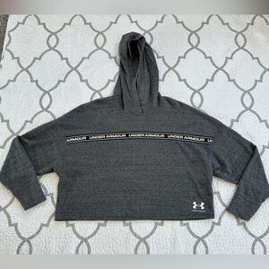 Under Armour Rival Terry Crop Loose Fit Hoodie Dark Grey Women’s Size Small